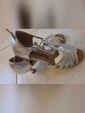Go Go Dance Latin /Ballroom Shoes Size 7 Silver/Mesh